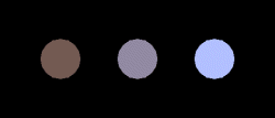 3 colored circles on a black background